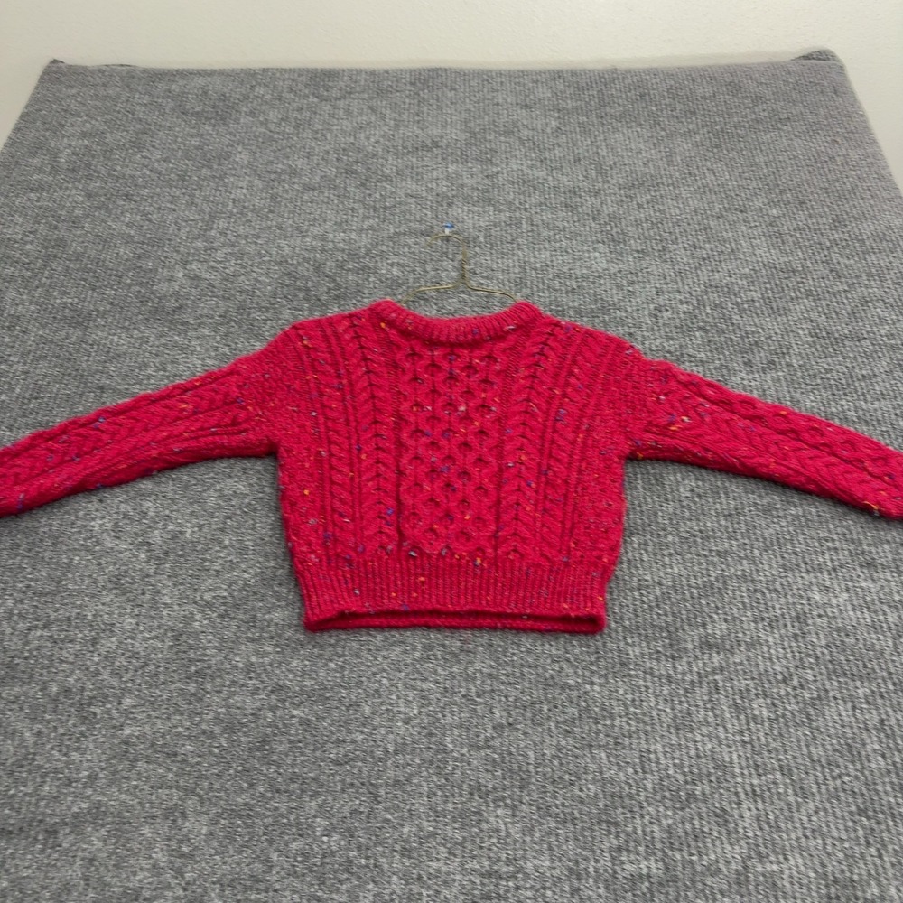 Vintage Carraig Donn Sweater Kids Pink Wool Speckled Cable Knit Aran Ireland